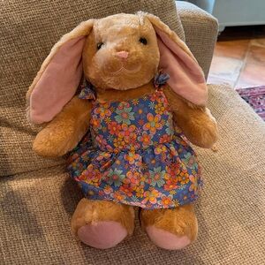Build a bear bunny rabbit tan and pink in floral dress